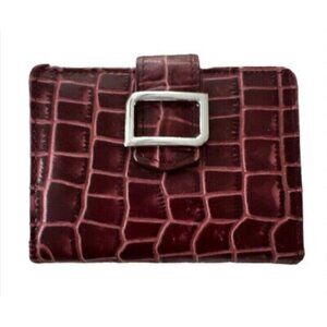 Identity Stronghold Womens Wallet Croc Print Leather Bifold Organizer